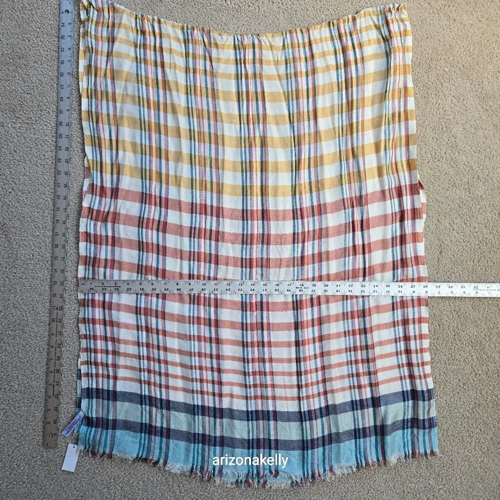 NWT Talbots Plaid Summer Scarf Colorful Lightweight